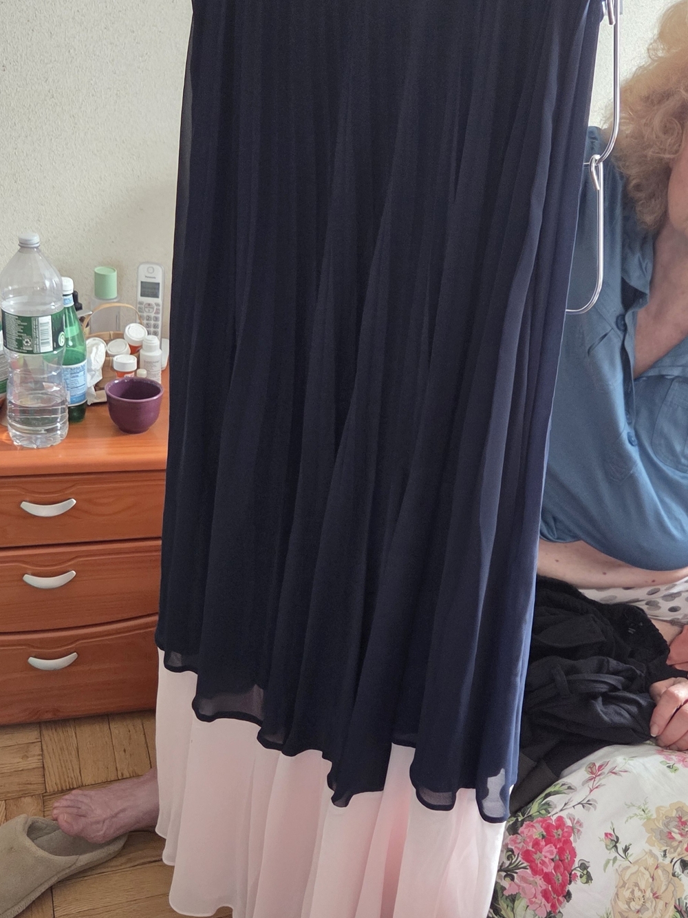 French Connection Navy and Light Pink Maxi Skirt